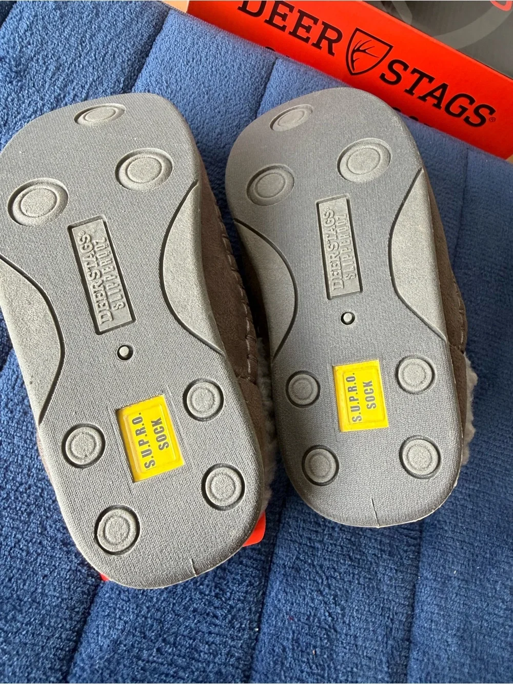 Deer Stags Kids Lil Nordic Suede Slippers Faux Shearling Lining Sz 3Y Charcoal